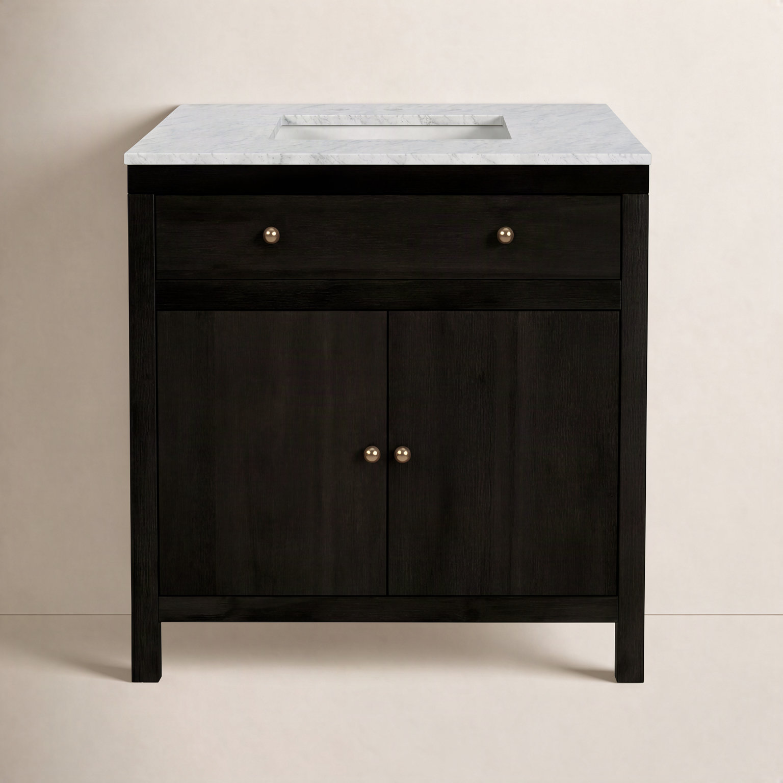 Celine 32" Carrara Marble Single Bathroom Vanity, Antique Coffee Brown