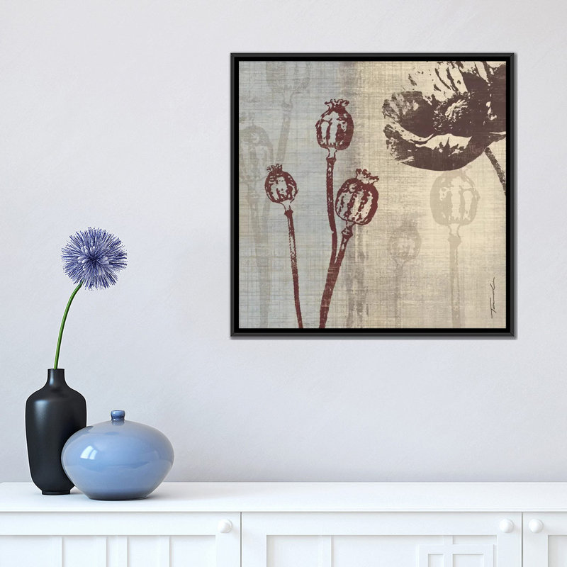 «Chocolate Poppy», impression sur toile tendue, H 18 po x l 18 po x P 1,5 po, Toile avec cadre flottant noir, Pas de tapis
