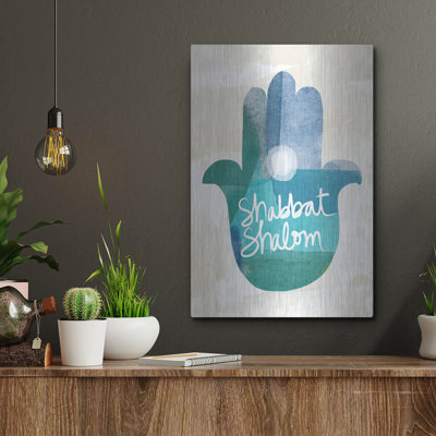 Shabbat Shalom Hamsa' by Linda Woods, Metal Wall Art