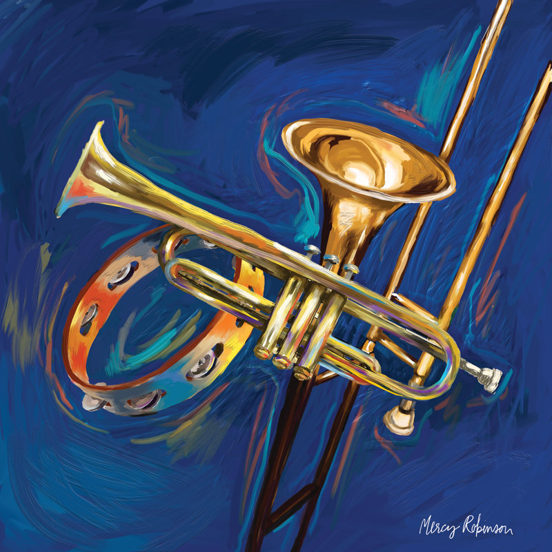 Brass Trumpet - Wrapped Canvas Painting, 30cm H x 30cm W x 3.8cm D