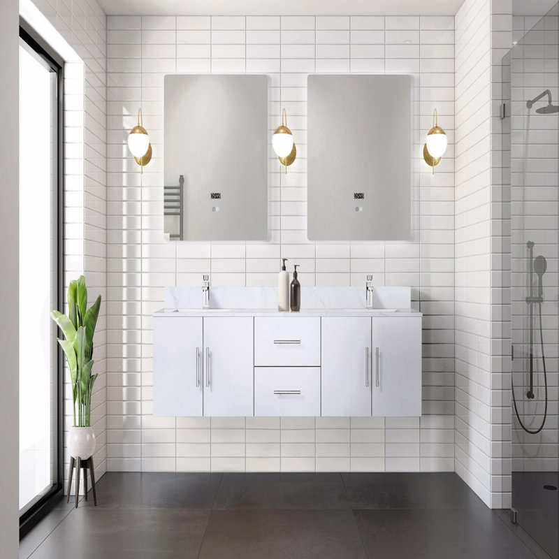 Meuble-lavabo double 72 po X P 22 po D, Blanc