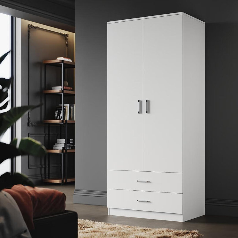 180x50x77cm, Hanging and Storage in One, Double Drawer Large Space Wardrobe, White