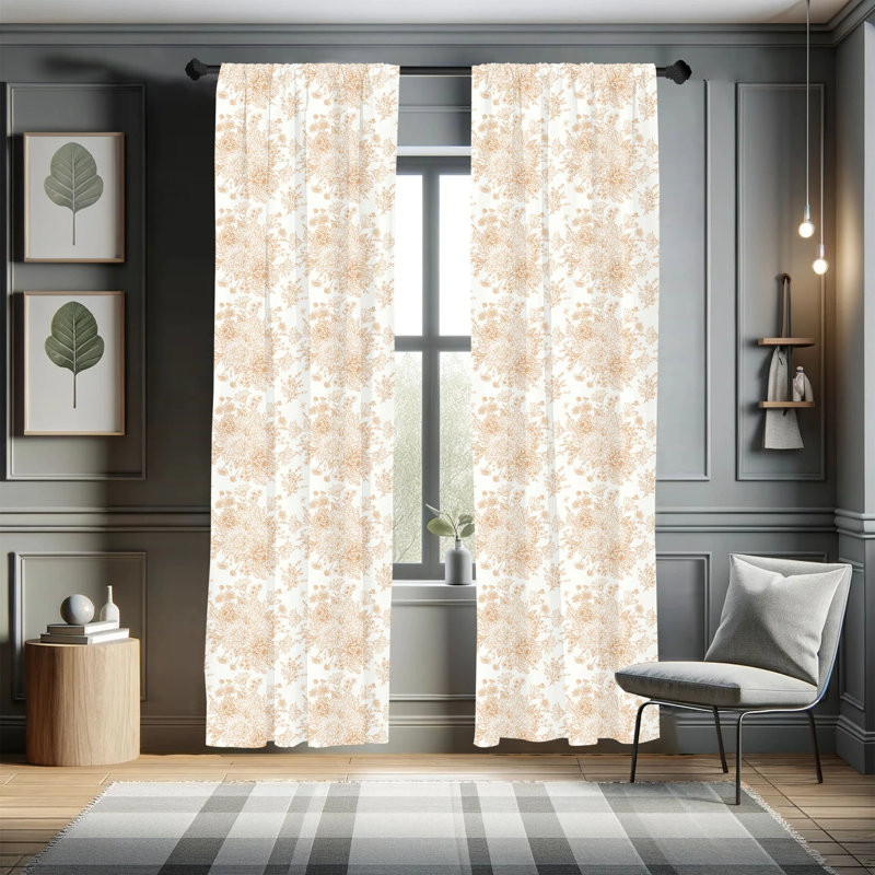 Floral Semi-Sheer Rod Pocket Sliding Panel, 28" x 63"
