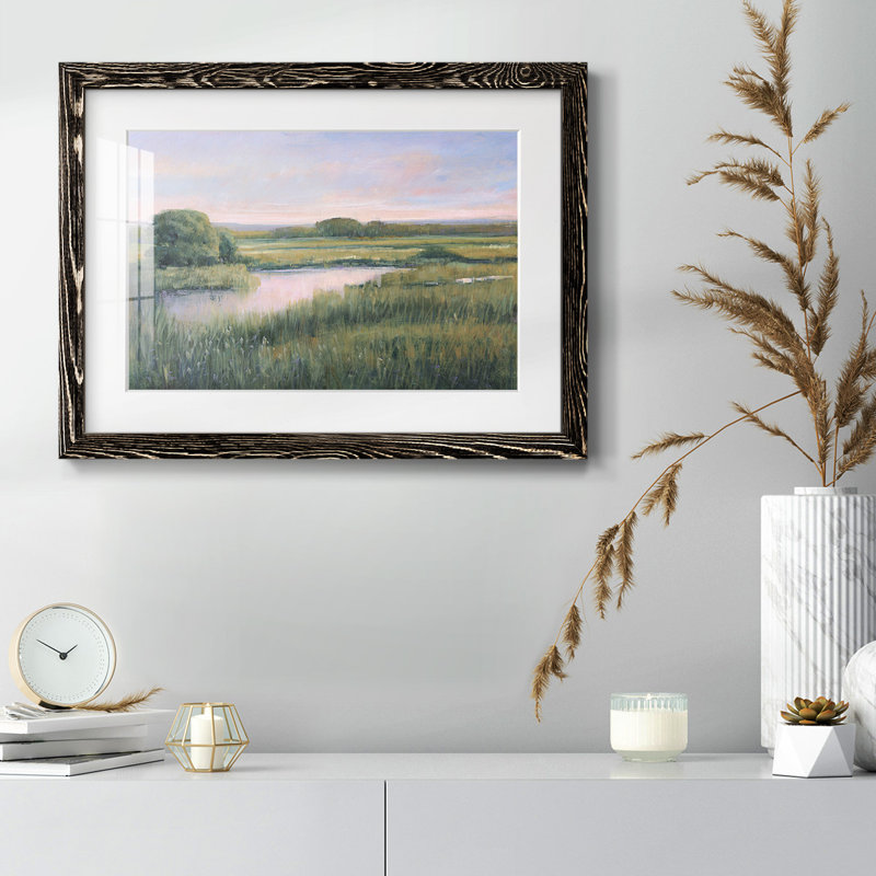 Printemps marais I - reproduction encadrée rustique avec tableau mat, Noir, H 14 po x l 20 po x P 1,5 po