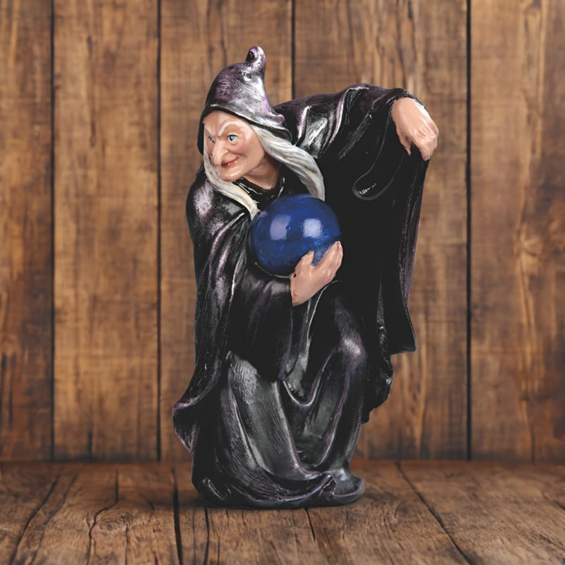 Figurine de sorcière H 4,75 "avec faux cristal
