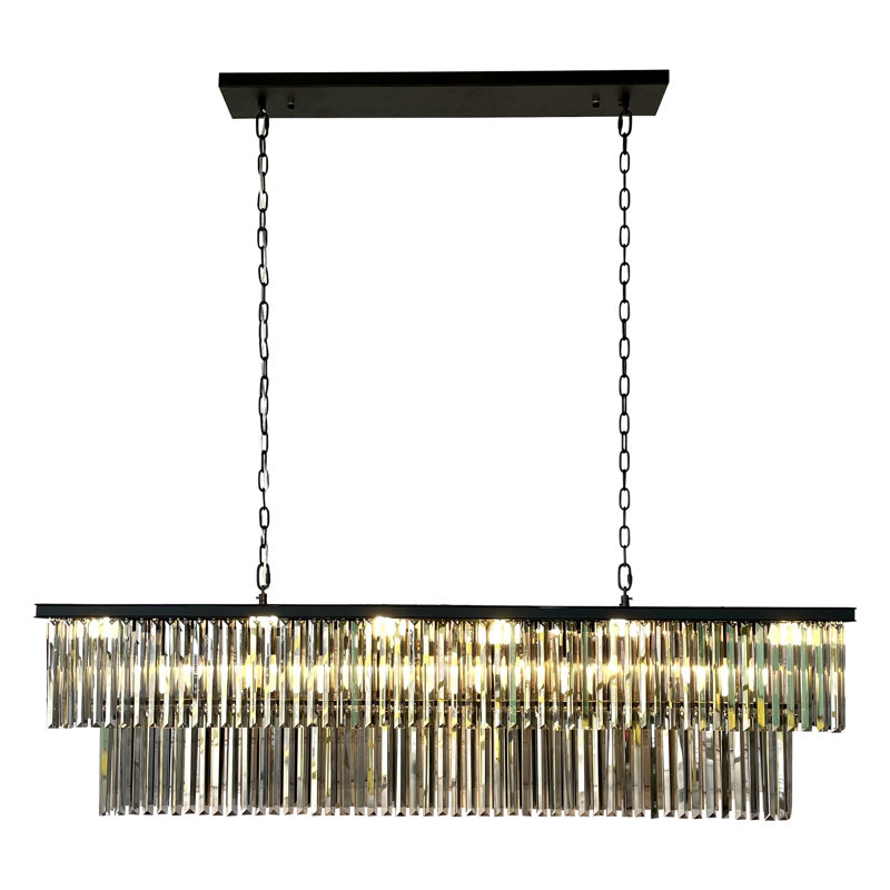 Lustre 20 lumières en cristal transparent D’angelo, Noir, Fumée