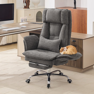 Fauteuil de bureau grand et grand, accoudoirs rabattables pour animaux de compagnie et assis en tailleur, fauteuil de jeu ergonomique pour ordinateur avec coussin lombaire
