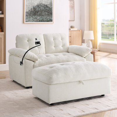 Canapé inclinable moderne avec repose-pieds double beige