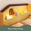 Lit mezzanine bas avec lumières DEL, lit mezzanine simple en bois avec tête de lit en forme de maison, lit mezzanine pour enfants avec tiroirs de rangement-828127877