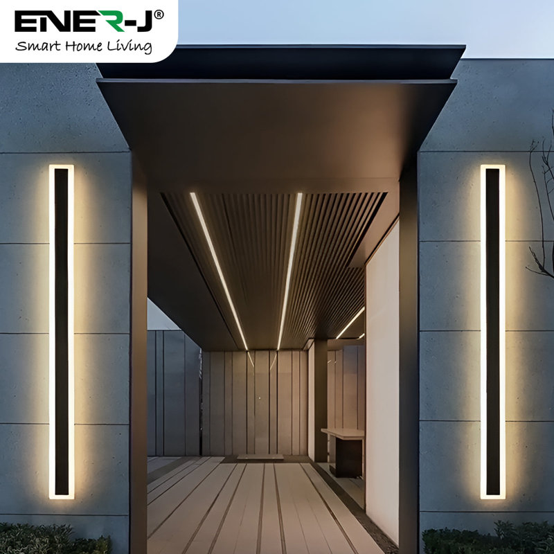 ENER J Outdoor LED Wall Light 100cm Black 24W Dimmable CCT Remote Control IP65