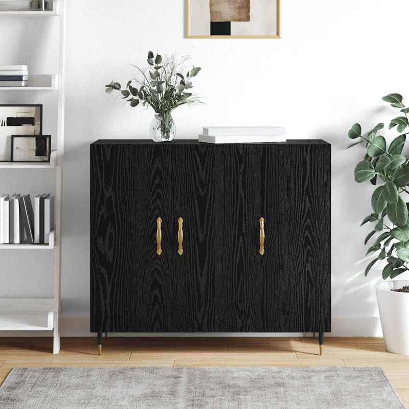 Sideboard 90 X 34 X 80 Cm Engineered Wood, Black