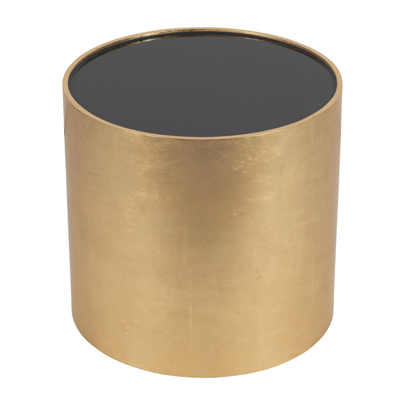 Modern Glam Wood Round Glass Coffee and End Table, 24" H x 24" W x 24" D