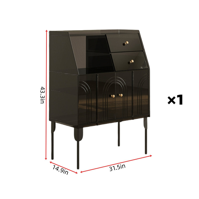 Armoire d'appoint moderne et rétro, Noir