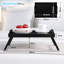 Wooden Bamboo Breakfast Food Serving Tray Black Portable and Folding Legs 