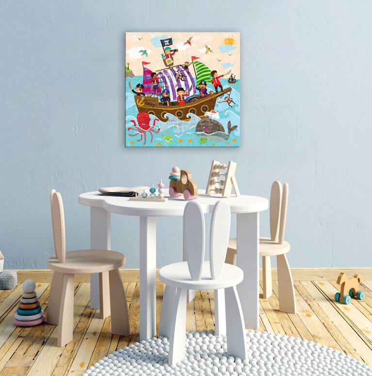 Art sur toile Swashbuckling Good Time, H 16 po x L 16 po x l 1,25 po