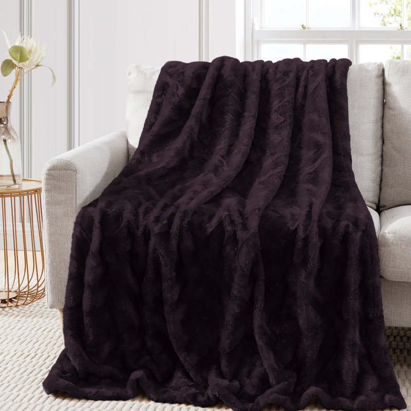 Troy Luxury Polyester Throw, Eggplant