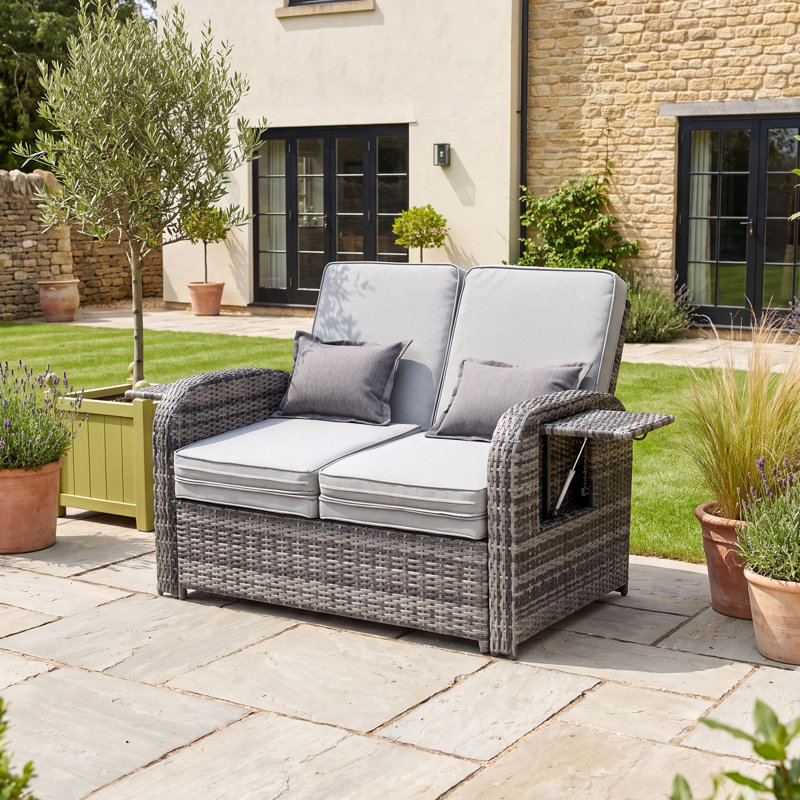 118 cm W Patio Daybed with Cushions, Grey