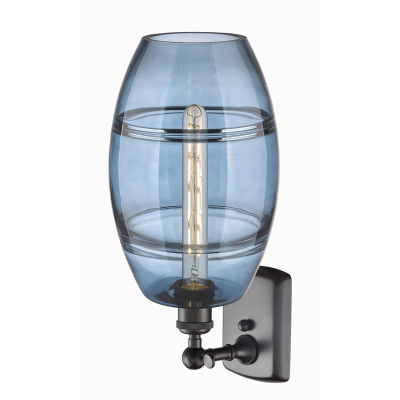Applique murale en acier Bettylou, Bronze huilé, H 10,88 po x l 8 po x P 8,13 po, Bleu princesse