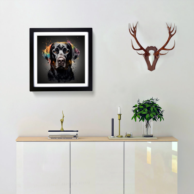 Labrador Retriever Conceptual Art No.1 - Single Picture Frame Print on Wood, Black