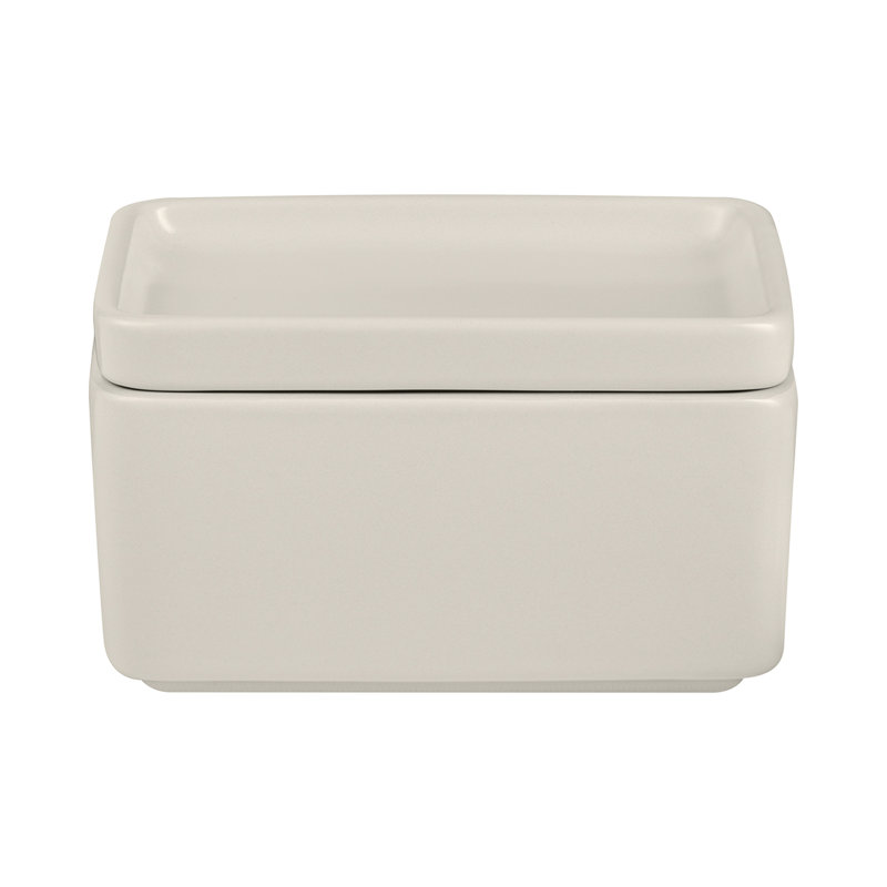 PILAR Stoneware Butter Dish Or Condiment/snack Server, Moonbeam