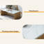 Table basse moderne 47,24 po Whisper Of Waves, plateau de table en faux marbre avec base en placage de bois massif, table d'appoint de forme organique-120080288