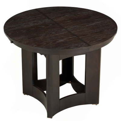 Extendable Round Dining Table With Removable Leaf For Small Spaces Solid Wood Frame Reliable Support