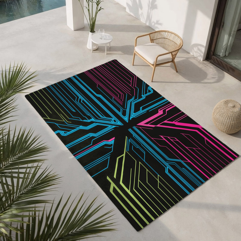 Tapis intérieur et extérieur Pixelated Prism, Rectangle 5 pi x 7 pi