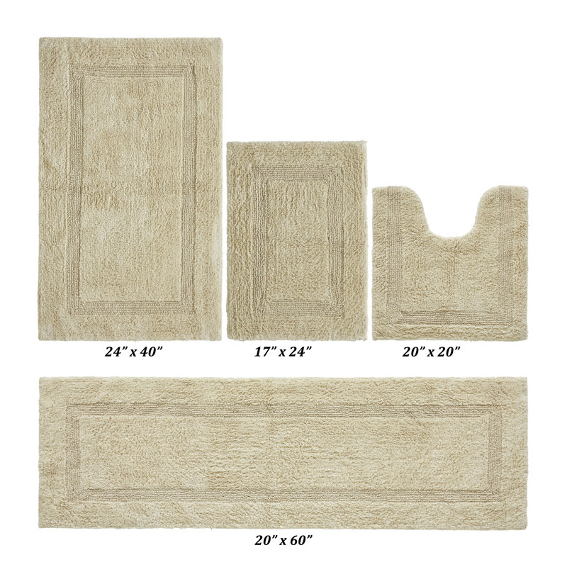 Lux  Premium 100% Cotton 4 Piece Bath Rug Sets, Machine Washable, Super Absorbent & Tufted Weave Reversible Bath Mat for Bathroom, Shower, and Tub, Oeko-Tex Certified Bathroom Rugs
