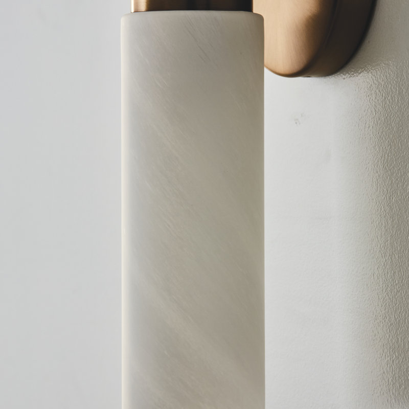 Alyssa Aged Brass 2-Light Wall Sconce with Faux Alabaster Glass