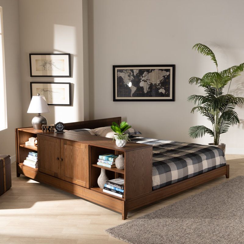 Martiqua Kaori Modern and Contemporary Transitional Wood Platform Storage Bed