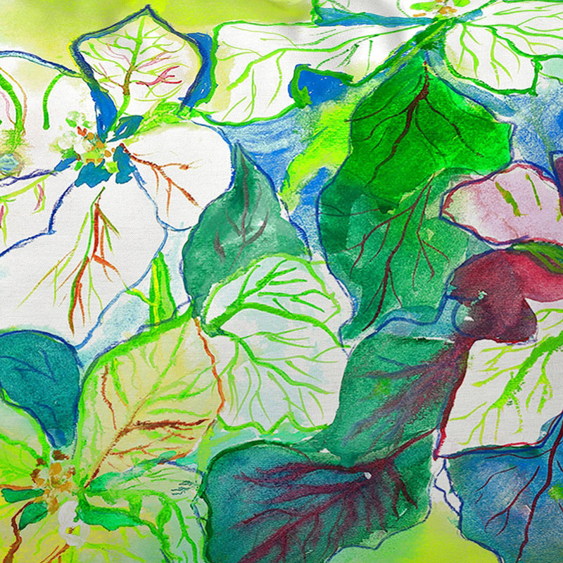 White Poinsettia Green Leaf Indoor/Outdoor Pillow 16x20