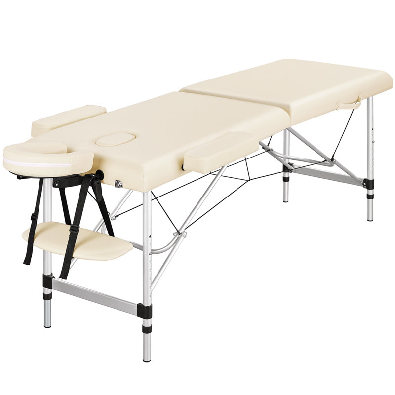 213cm Rectangular Adjustable Folding Table, Cream