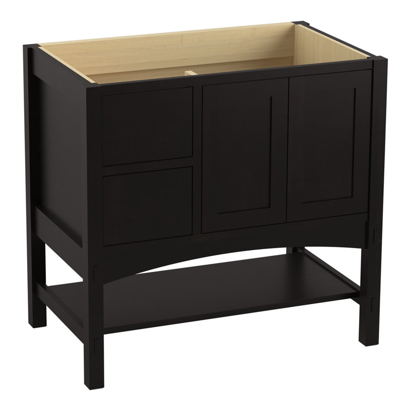 Base de meuble-lavabo 36" marabou base seulement 2 portes et 2 tiroirs à gauche, Batiste noire