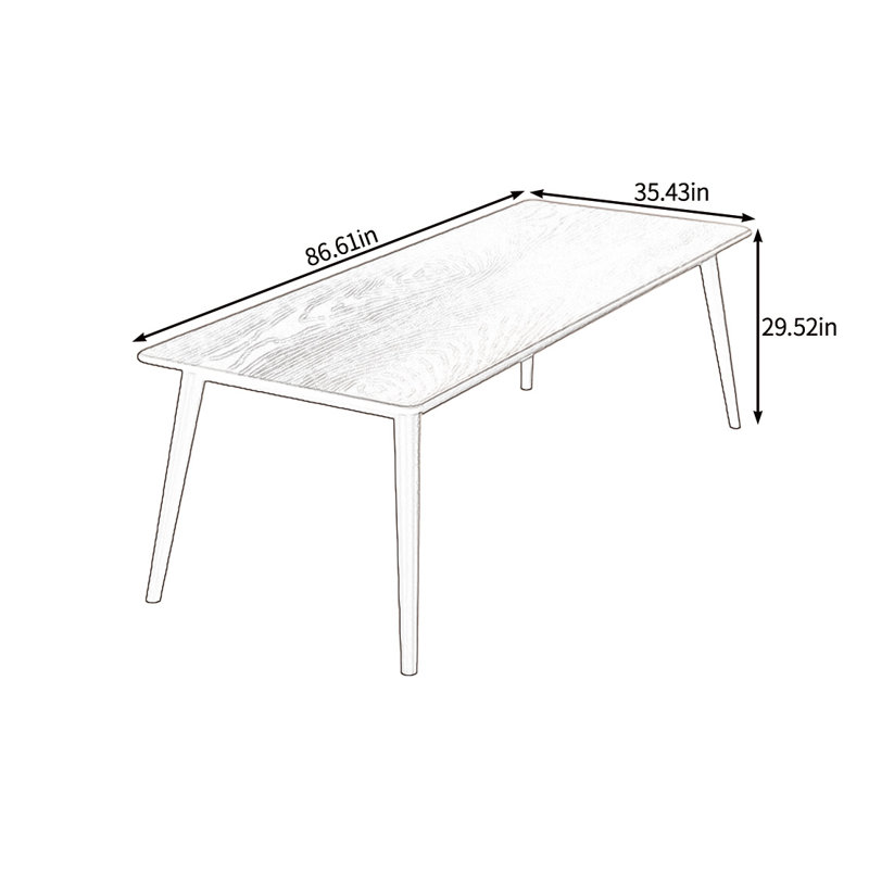 Durable all-solid wood dining table, 29.52" H x 86.61" L x 35.43" W