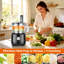 Robot culinaire 7 tasses Davivy, moteur de 600 W, ensemble de 9 pales pour le découpage ondulé, frites, pétrissage