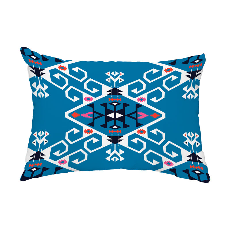 Housse et insert de coussin rectangulaire d'extérieur Jodhpur Medallion, bleu