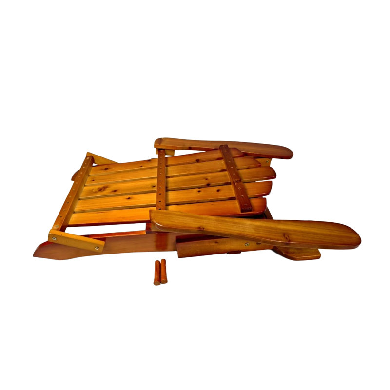 Reclining Wooden Outdoor Rocking Adirondack Chair, Oak