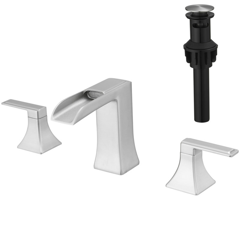 Bathroom Faucets For Sink 3 Hole ORB 8 Inch Widespread Bathroom Sink Faucet With Pop Up Drain Double Lever Handle Faucet Bathroom Vanity Faucet Basin Mixer Tap Faucet With Hose