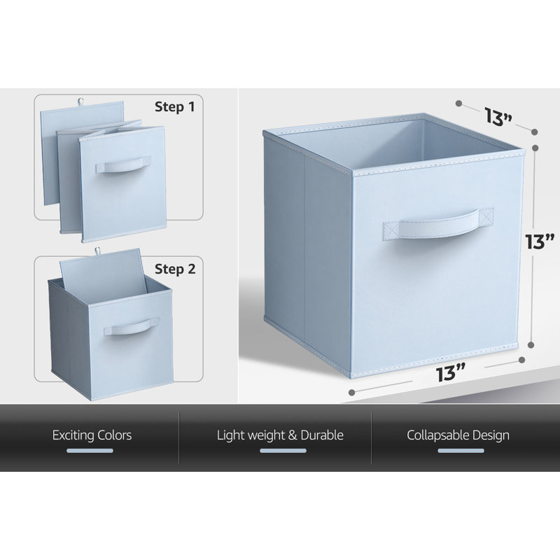 13" Large Foldable Storage Cubes with Handles 1 Piece, Pastel Blue