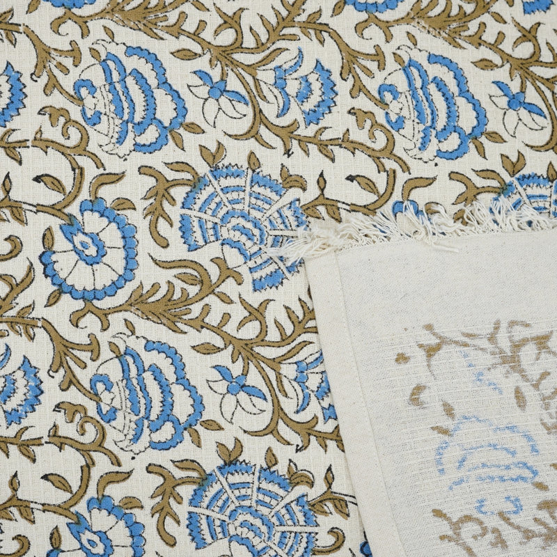 Floral Hand Block Print Cotton Waffle Weave Towels from Dakota Fields 17X32 High-Quality, Soft & Absorbent for Your Home "Vasundhra", Blue