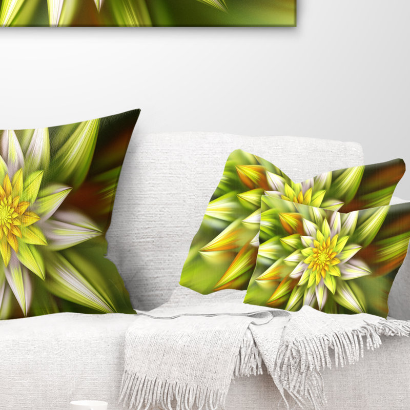 Coussin lombaire floral à fleurs fractales, Jaune