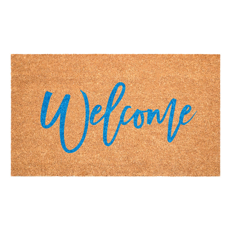 Cursive Welcome Doormat, Blue, 24" W x 36" L