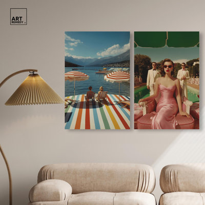 Ensemble de décor mural de mode « Retro Chic » sur toile par Art Remedy, cadre noir, 10 x 15