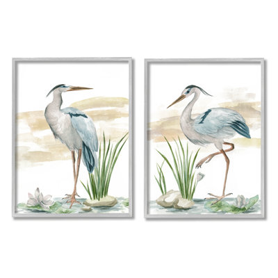 " Herons On Marsh Shore " by Melissa Wang 2 - Pieces