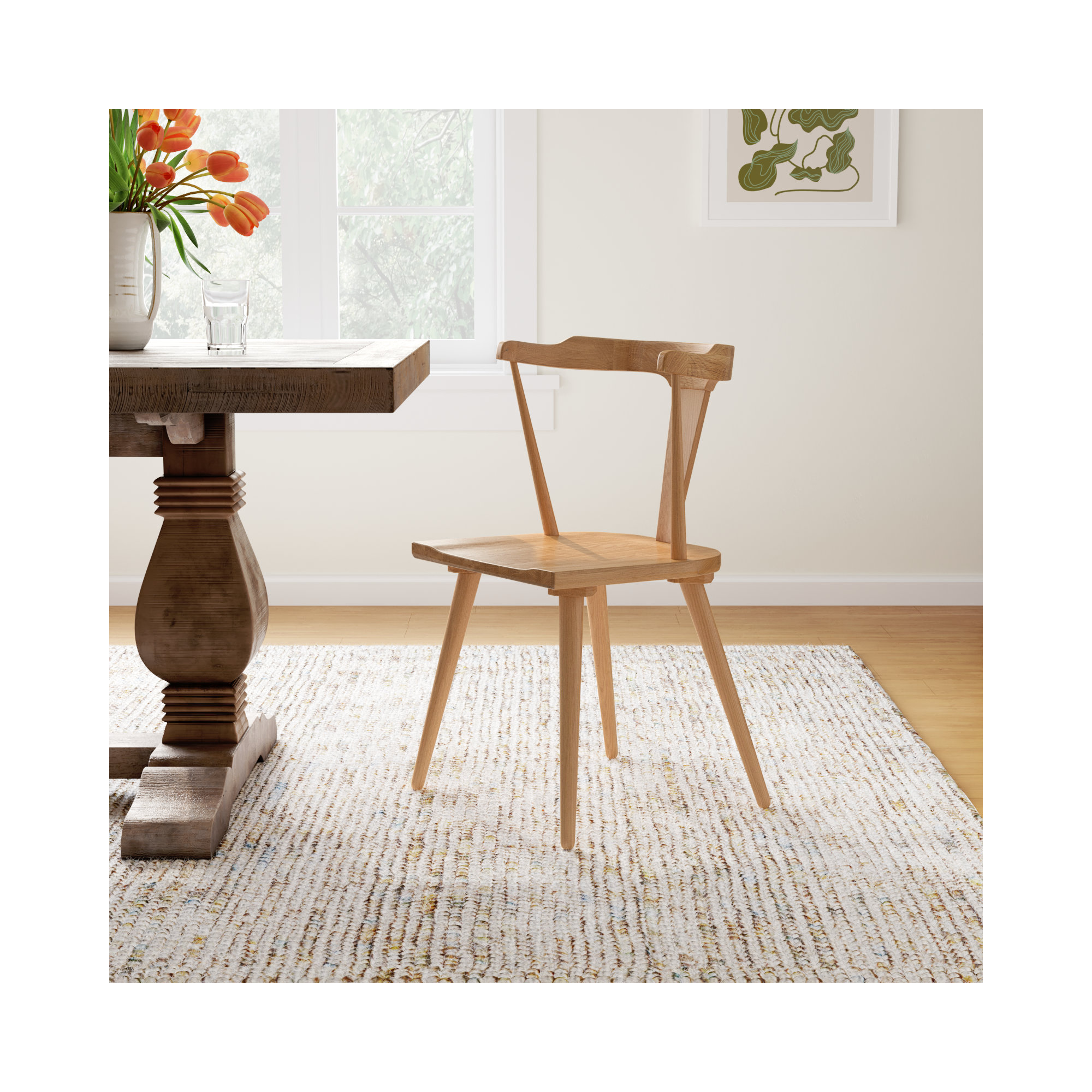  Solid Wood Dining Chair, Oak