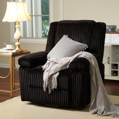 Fauteuil inclinable en velours côtelé, canapé inclinable manuel avec poignée, accoudoirs coussinés, rembourrage épais, poche latérale
