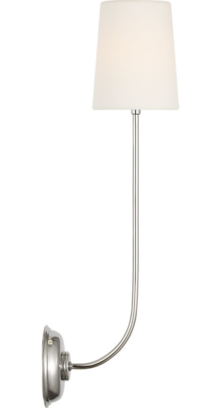 Vendome 26" Single Cordless Sconce with Linen Shade, Polished Nickel