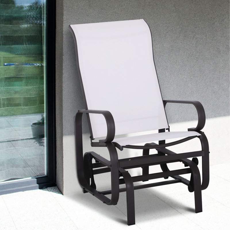 Beige Outdoor Glider Chair Of - Lightweight Yet , Comfortable Padding, Quiet Rocker For Patio, And Versatile, Stable Rocking Mechanism, Mesh Fabric