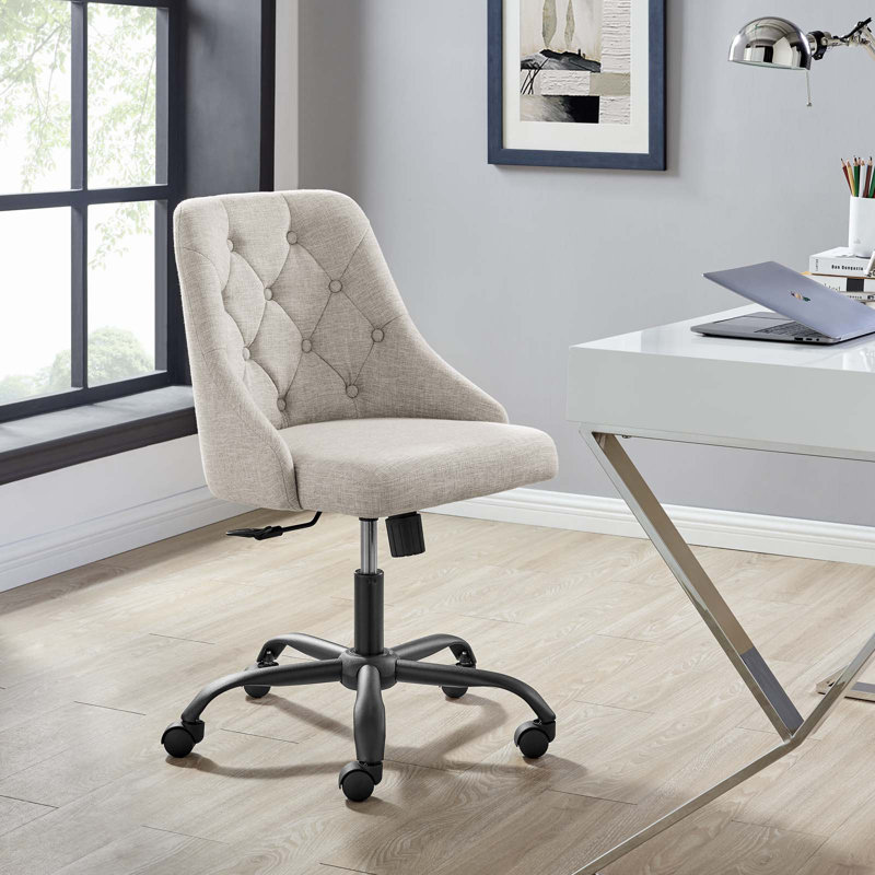 Fauteuil de bureau performant, pivotant et touffeté Distinct, Mélange de polyester beige, Noir