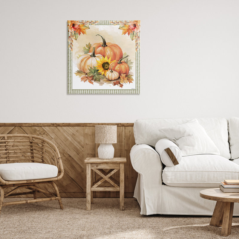 "Autumn Pumpkins", art mural sur toile par Nicole DeCamp, H 30 po x l 30 po